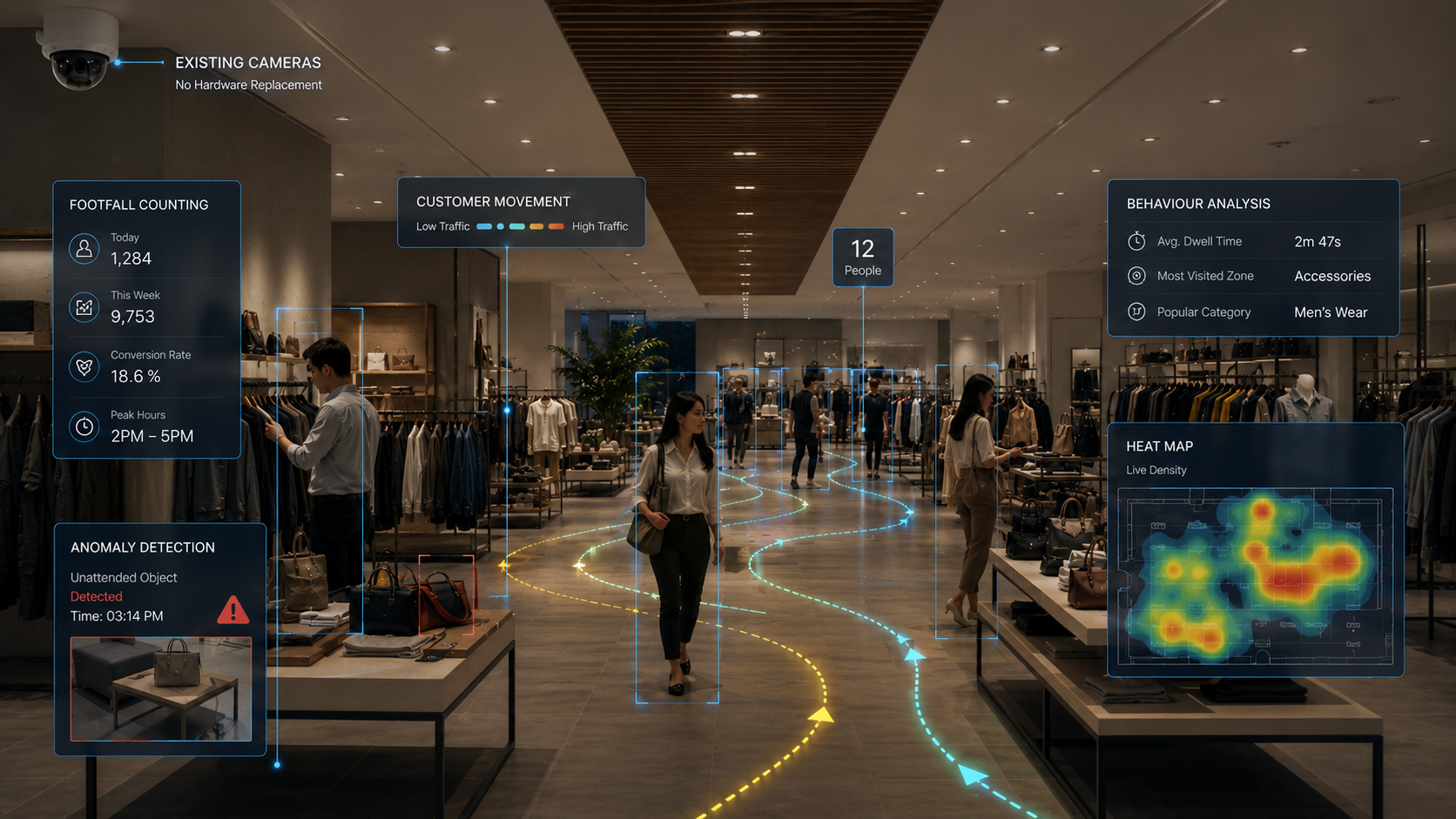 KenVision zone footfall heatmap over a retail floor